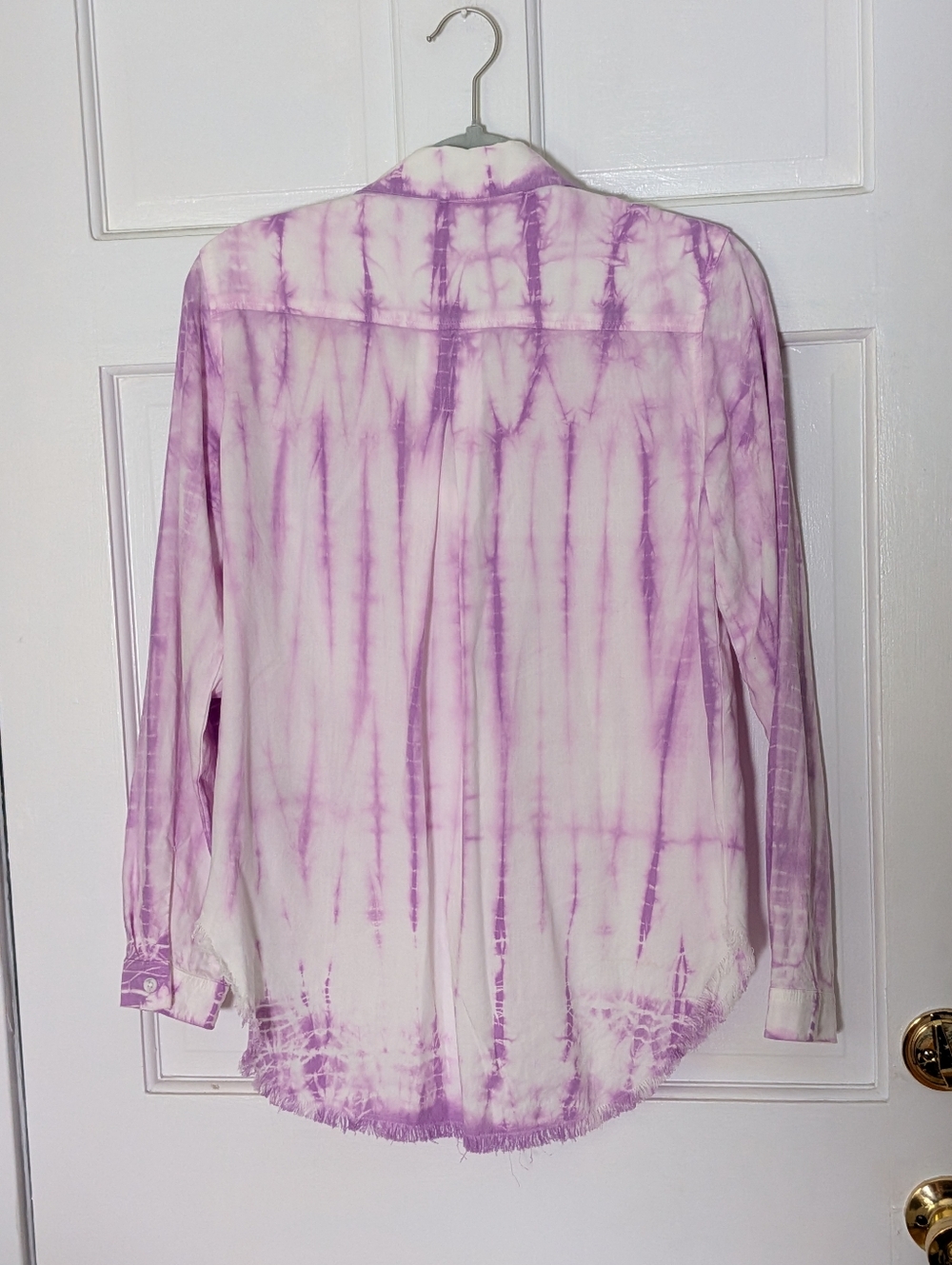 Cloth & Stone Anthropologie Purple Tie Dye Button Down Shirt Small Tencel Lyocel - Picture 4 of 5